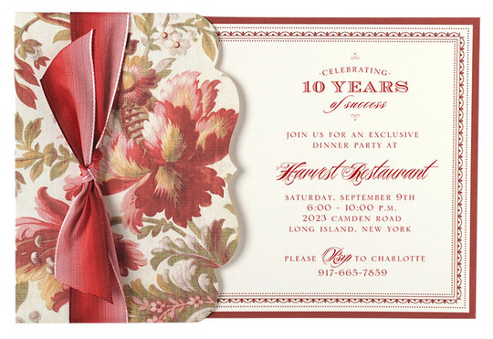 Fleur Rouge Floral Side Pocket Die-cut Invitations